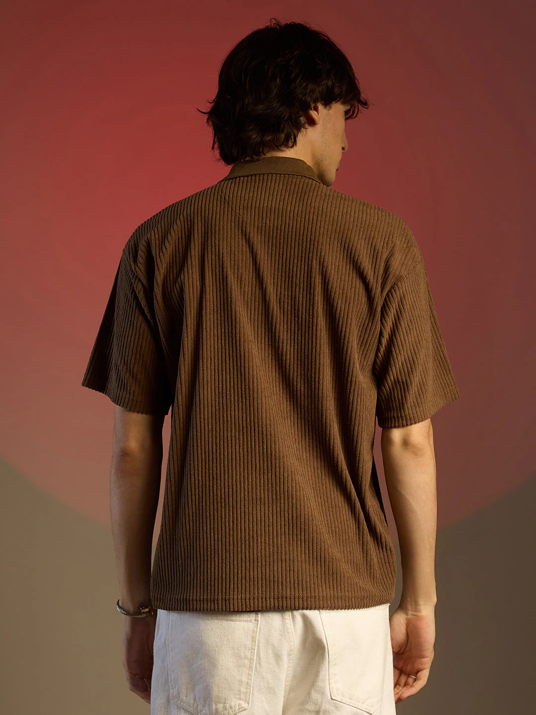 Ribbed Oversized Polo T-Shirt - Image 3