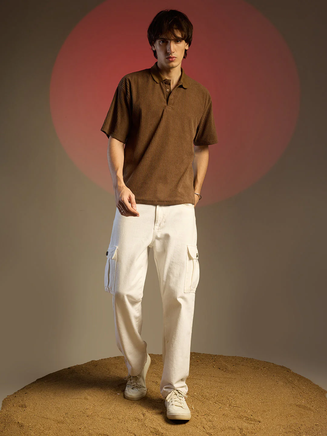Ribbed Oversized Polo T-Shirt - Image 6