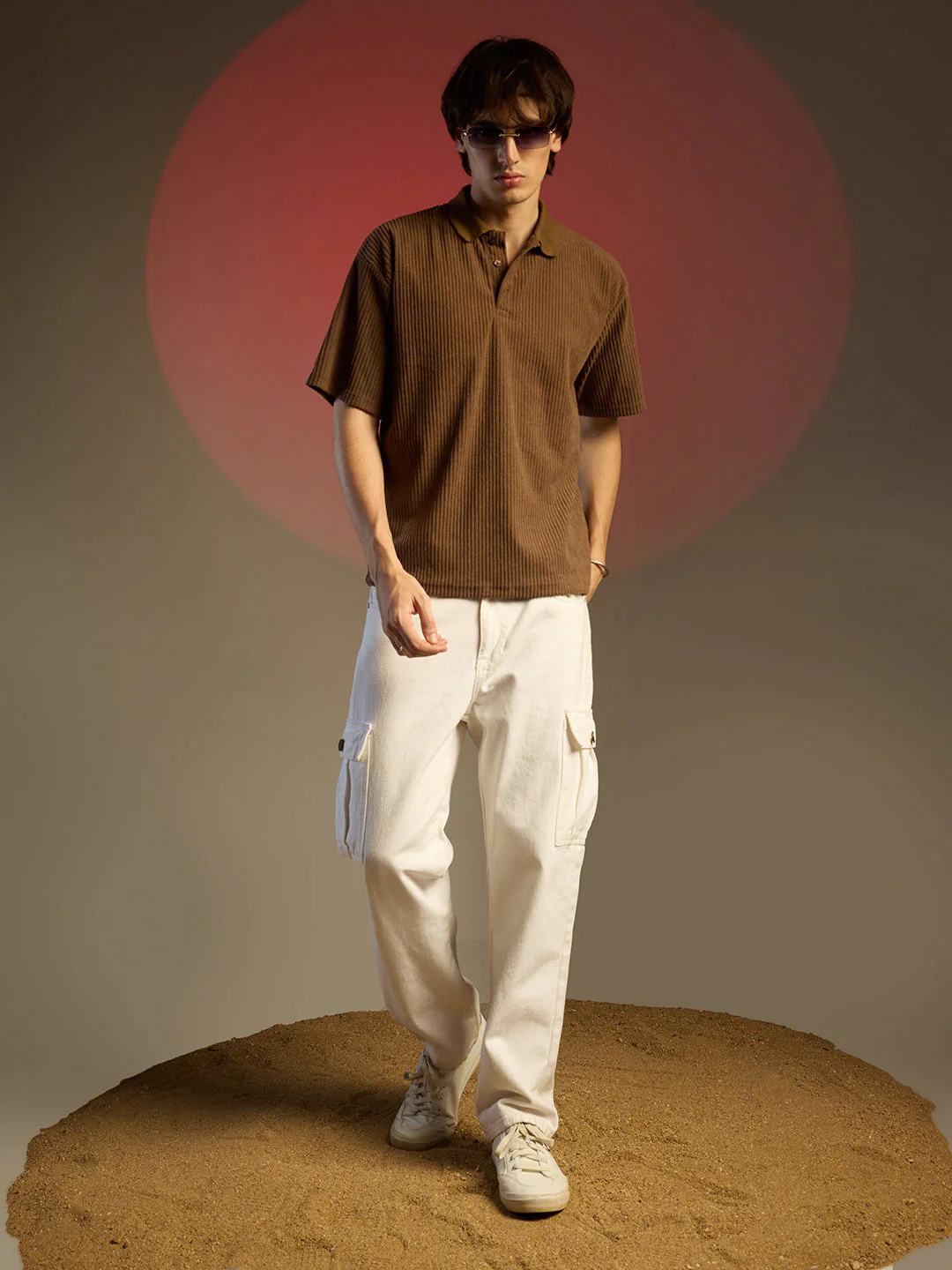 Ribbed Oversized Polo T-Shirt - Image 7