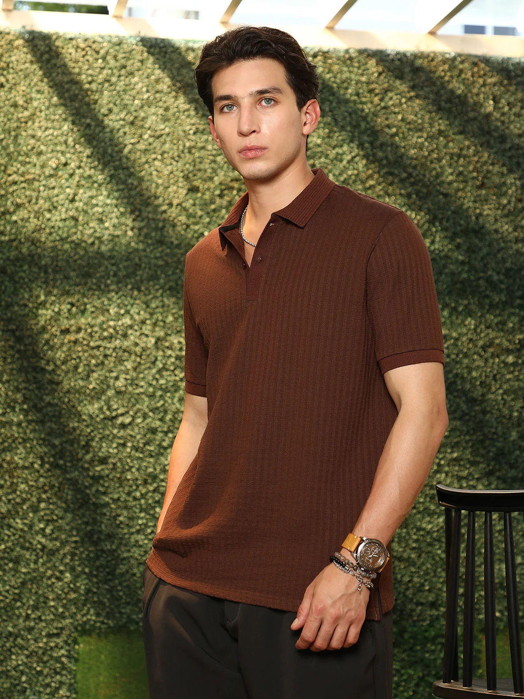 Ripple-Lined Tactile Polo T-Shirt - Image 3