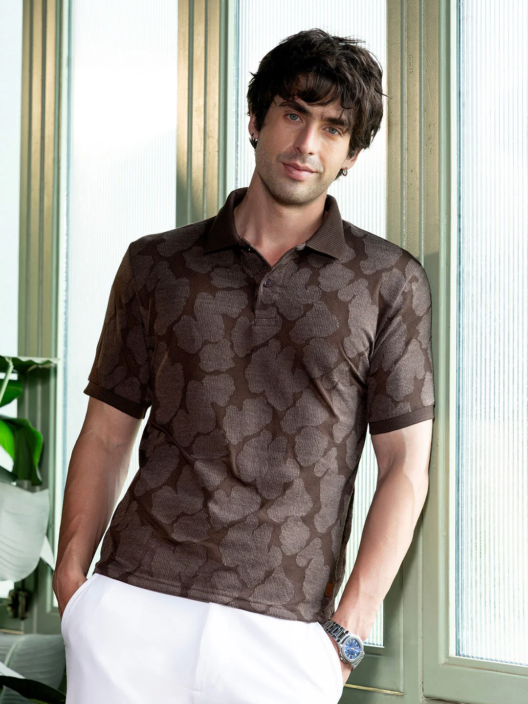 Smear-Jacquard Polo T-Shirt - Image 2