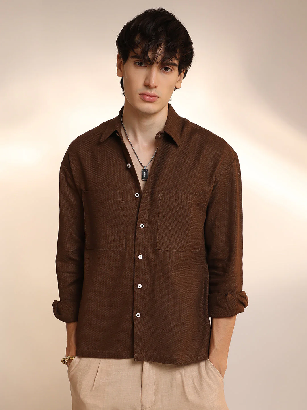 Solid Canvas Utility Shirt - Image 2