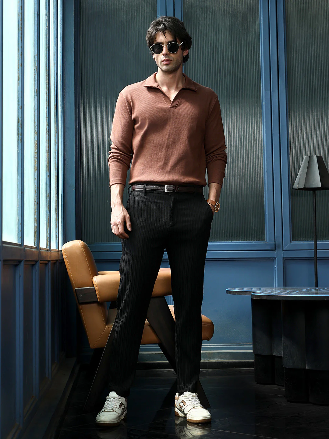 Solid Ribbed Polo T-Shirt - Image 6