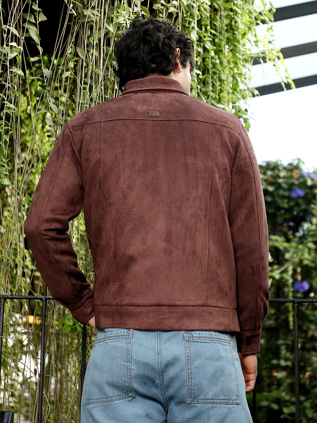 Solid Utility-Suede Bomber Jacket - Image 4