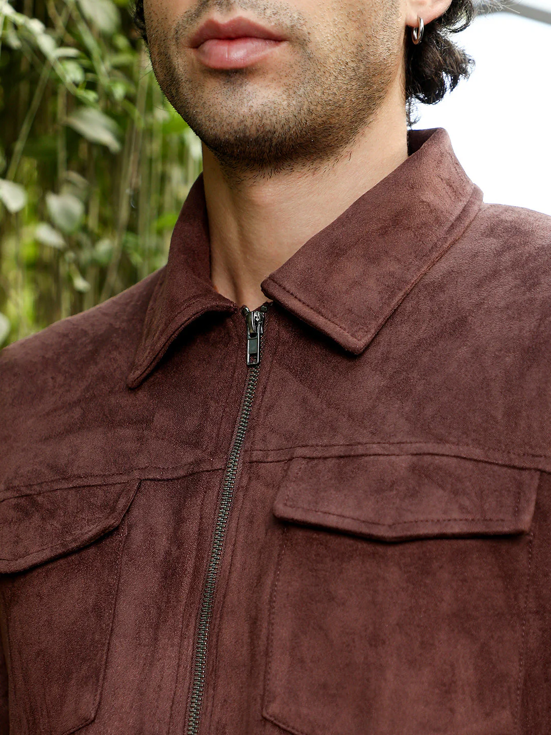 Solid Utility-Suede Bomber Jacket - Image 7