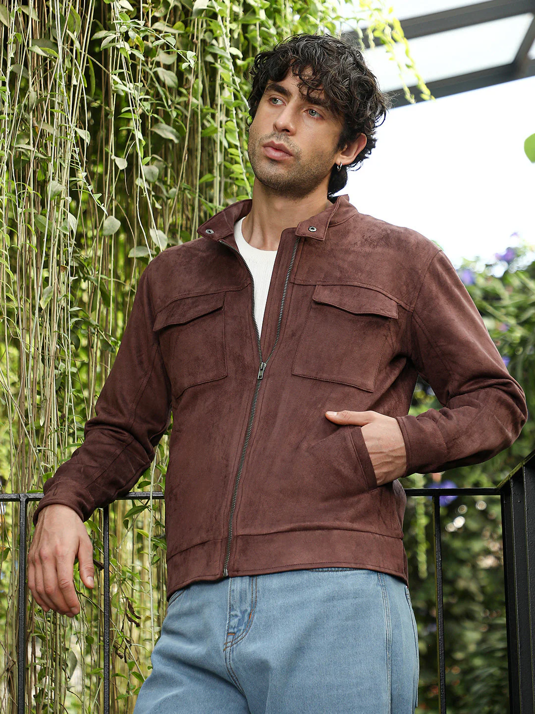 Solid Utility-Suede Rider Jacket - Image 3