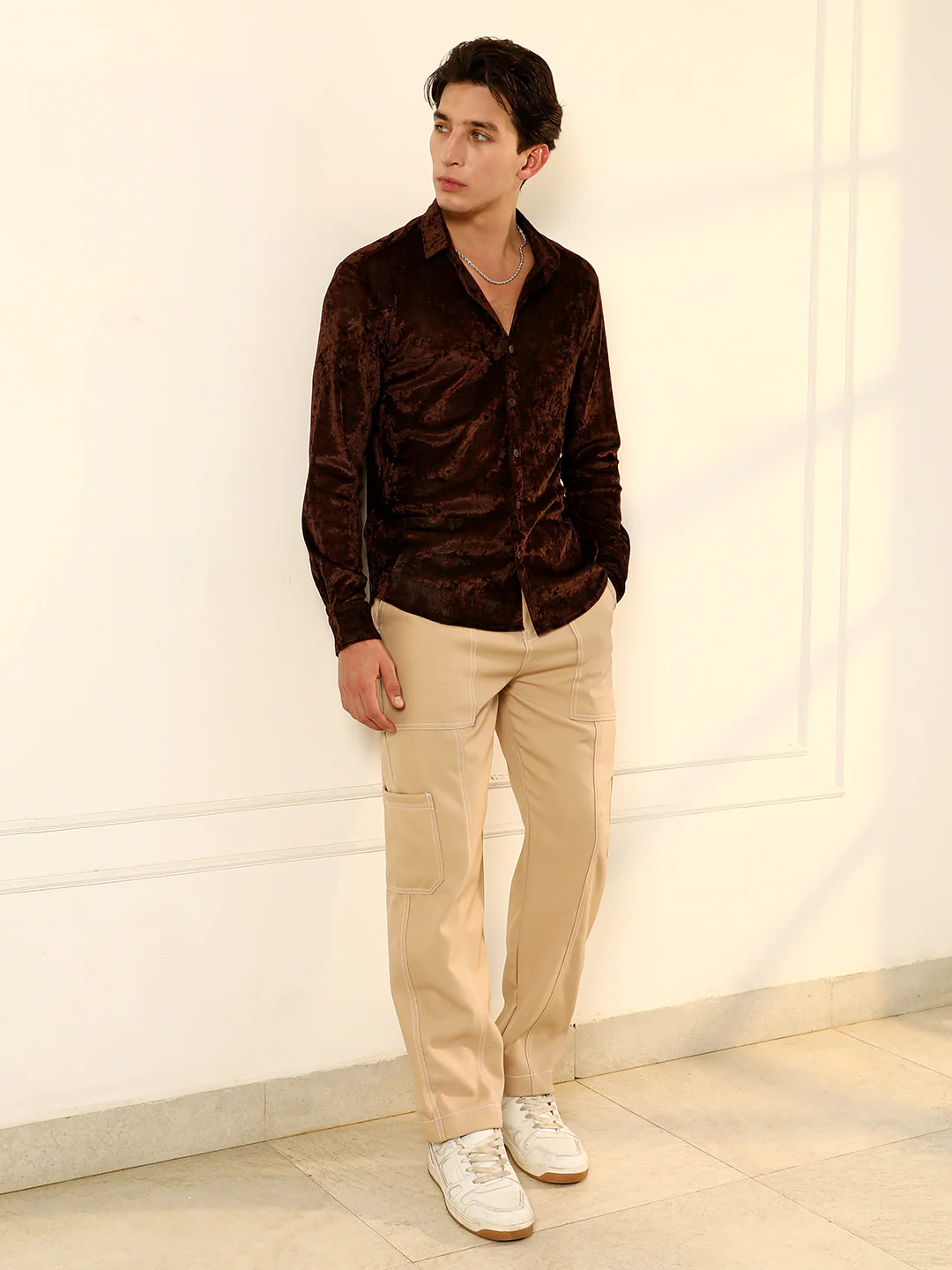 Solid Velvet Shirt - Image 4