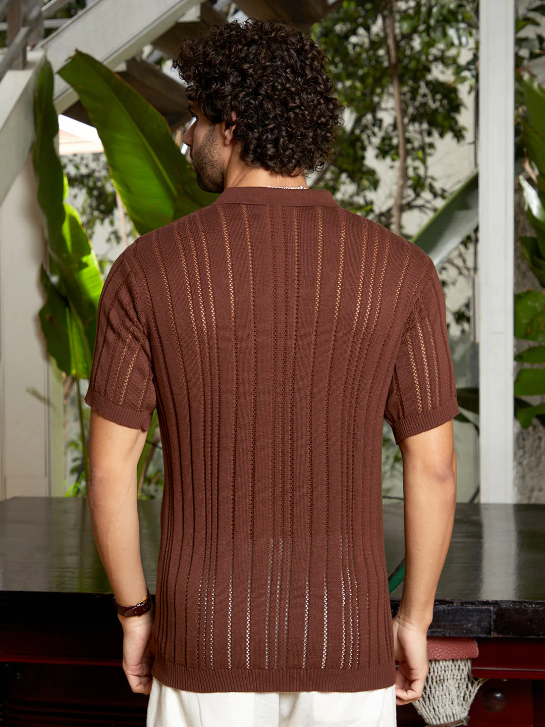 Stripe-Textured Polo T-Shirt - Image 4
