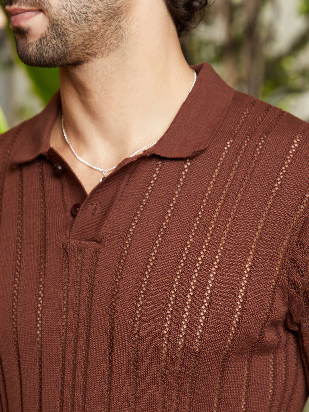 Stripe-Textured Polo T-Shirt - Image 7