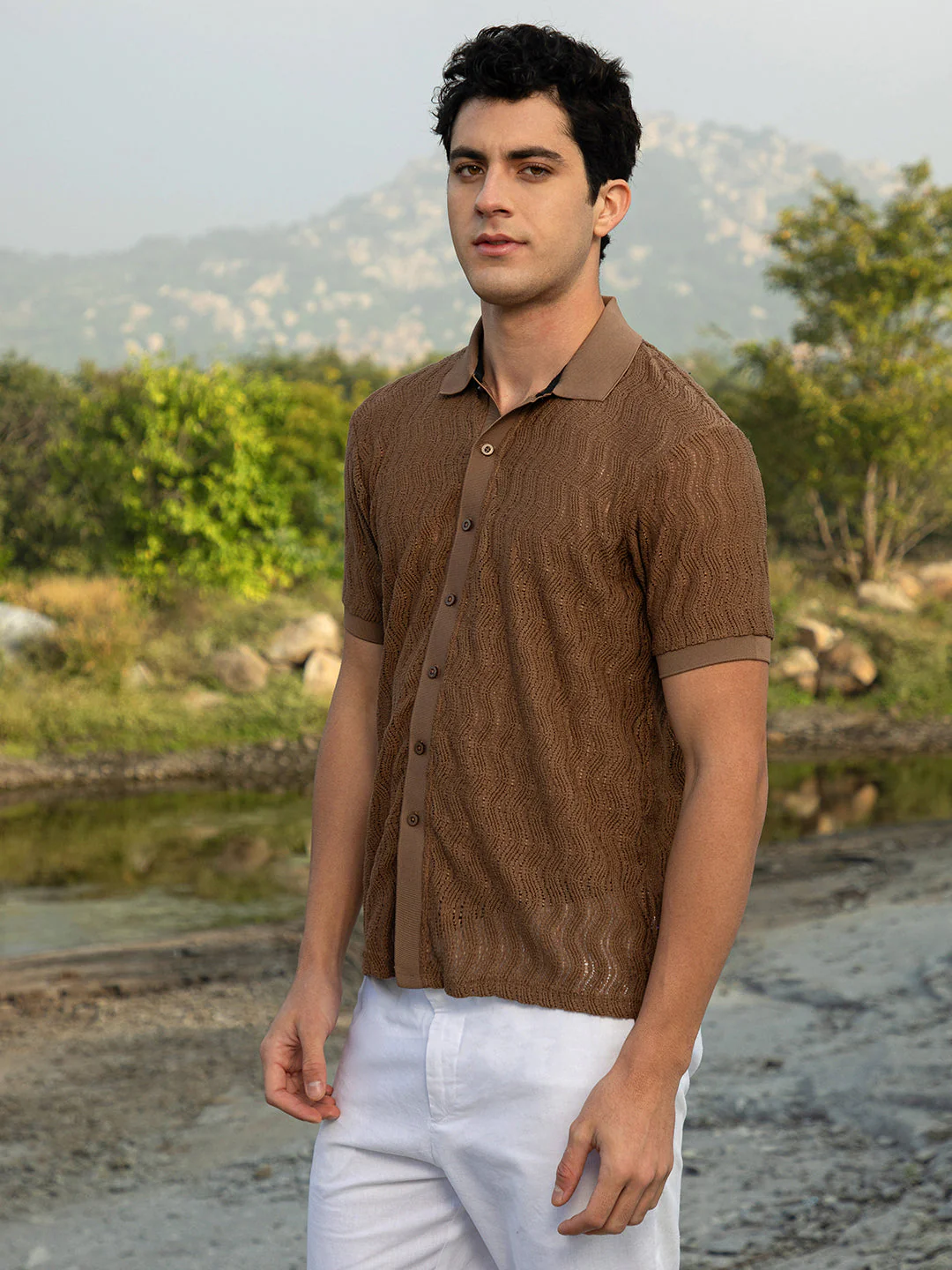 Swirl-Knit Polo Shirt - Image 3