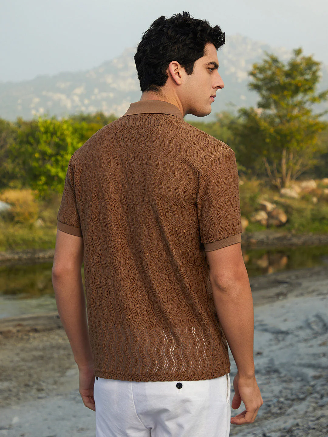 Swirl-Knit Polo Shirt - Image 4