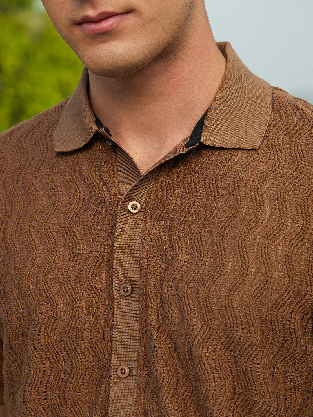 Swirl-Knit Polo Shirt - Image 7
