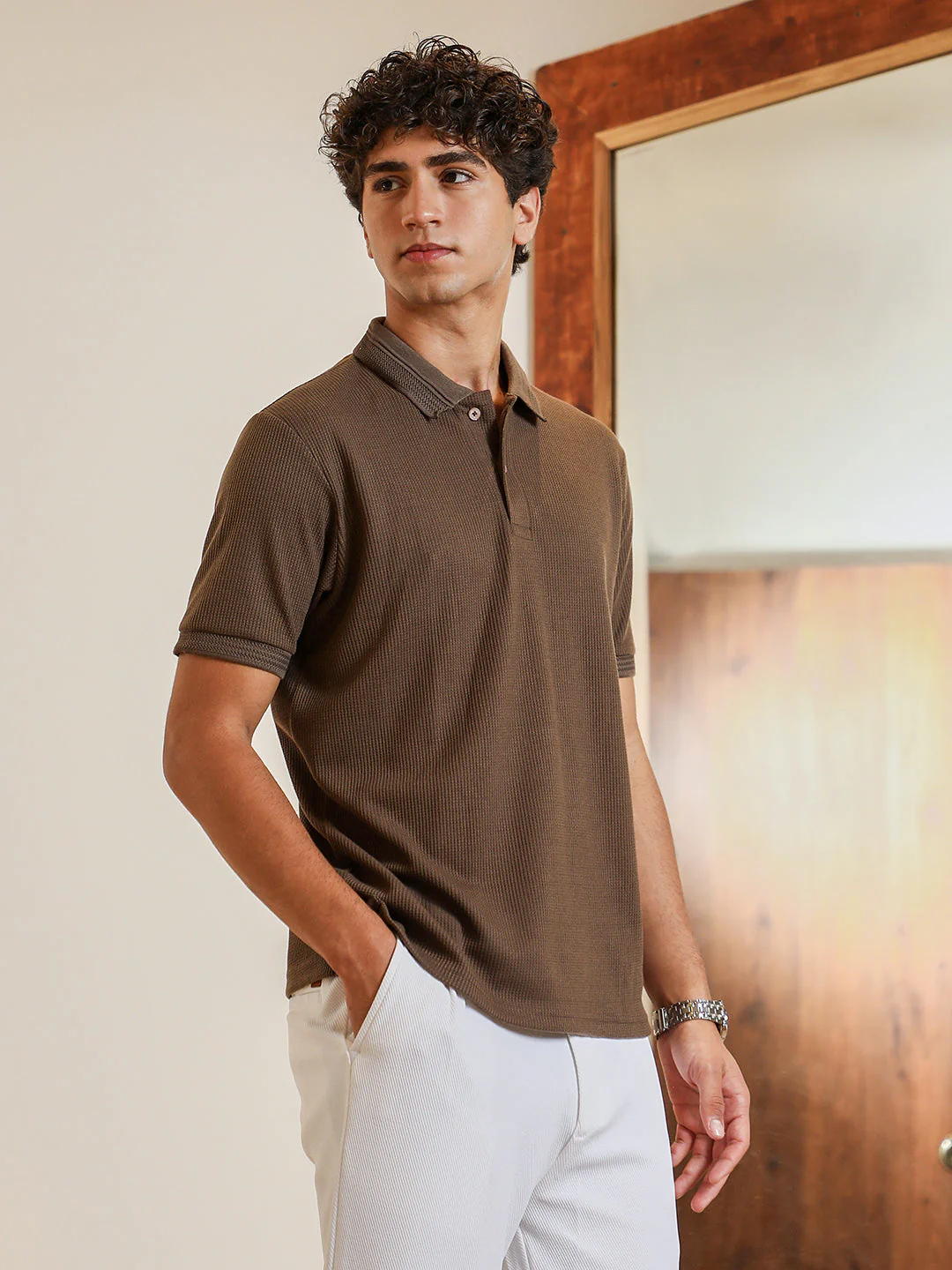 Textured-Knit Polo T-Shirt - Image 3