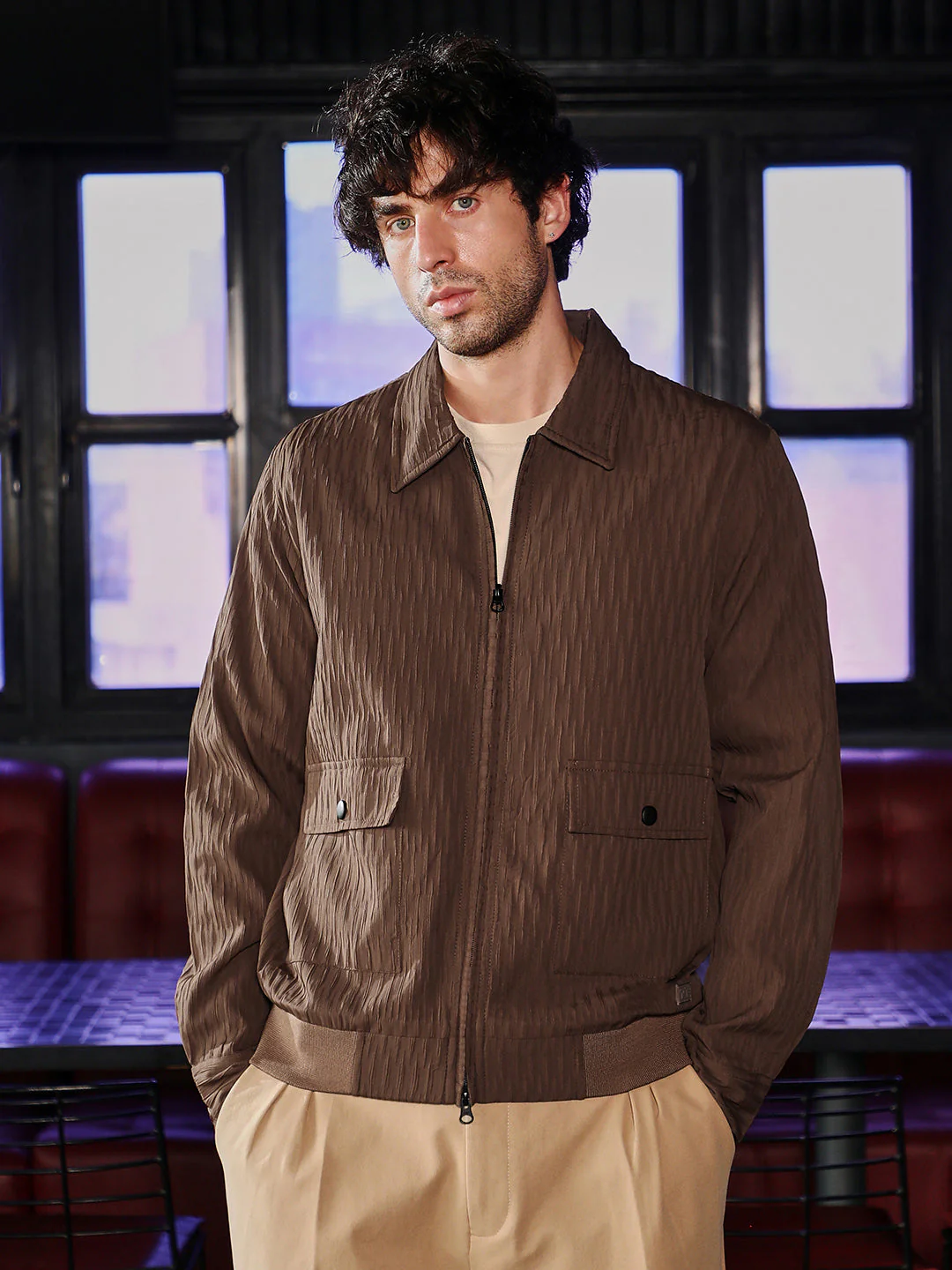 Zip-Front Crease-Tactile Jacket - Image 2