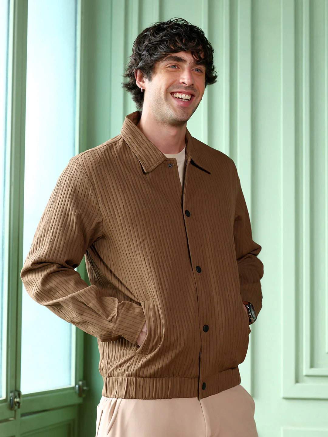 Zip-Front Crushed-Tactile Jacket - Image 3
