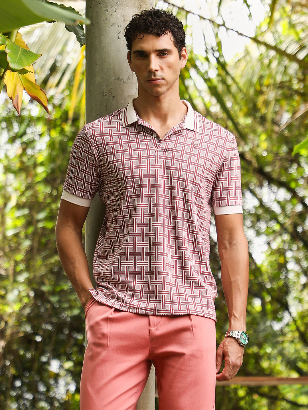 Basket-Jacquard Polo T-Shirt - Image 2