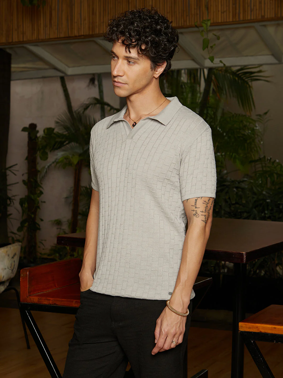 Brick-Textured Polo T-Shirt - Image 3