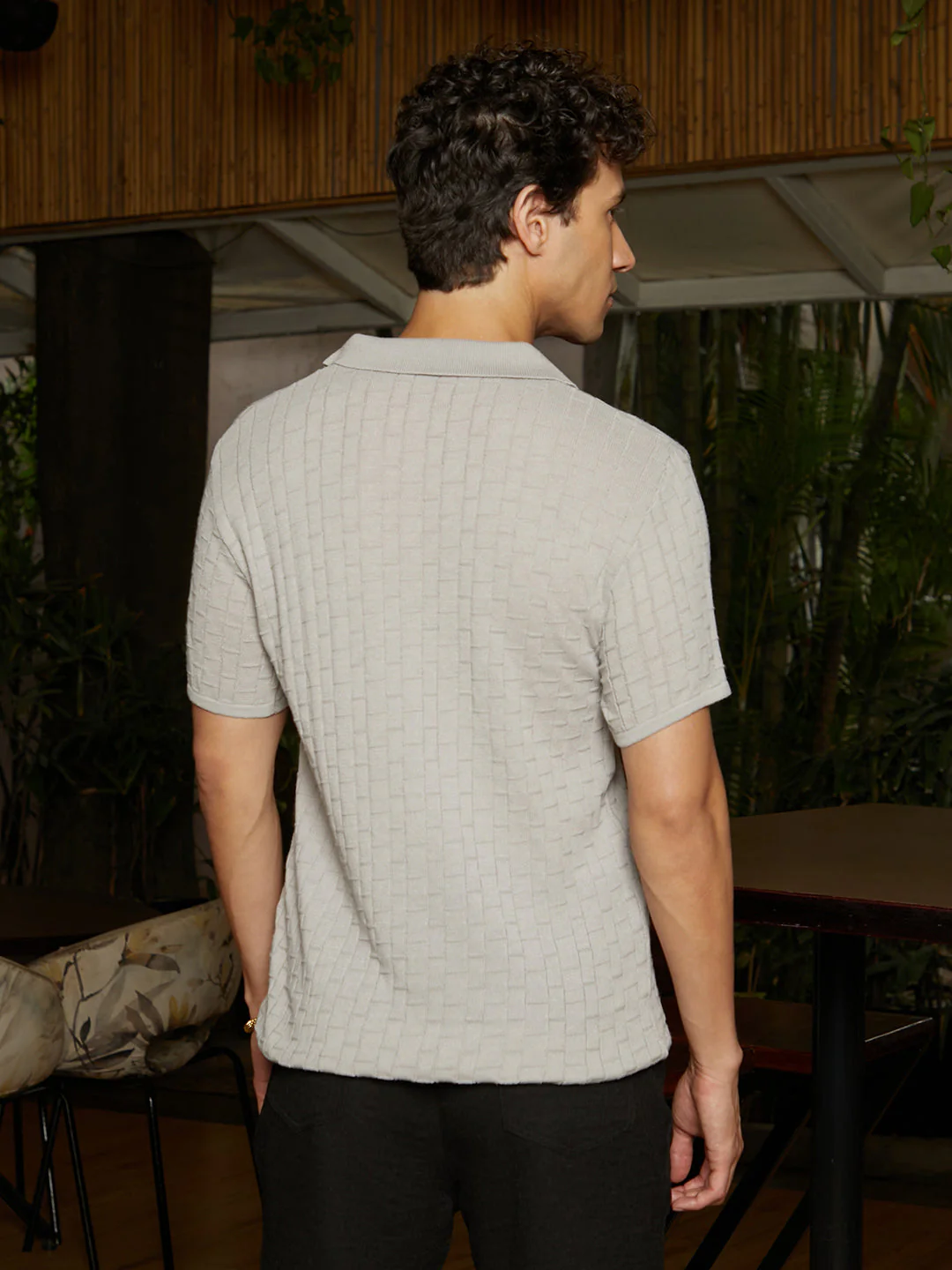 Brick-Textured Polo T-Shirt - Image 4
