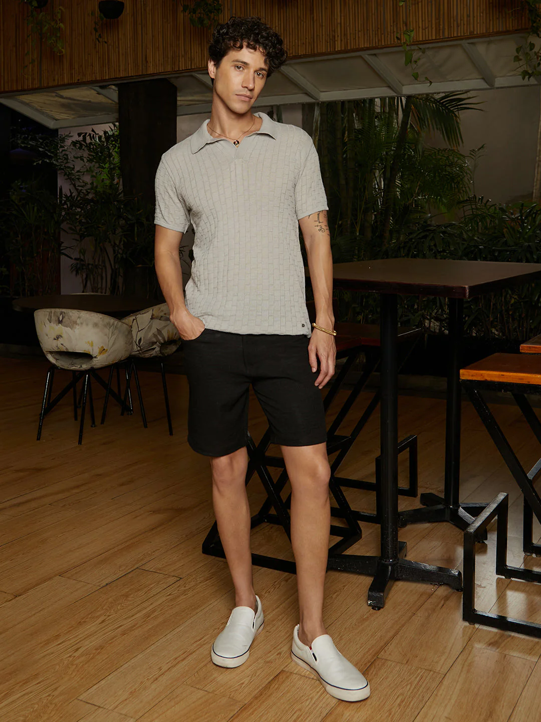 Brick-Textured Polo T-Shirt - Image 5