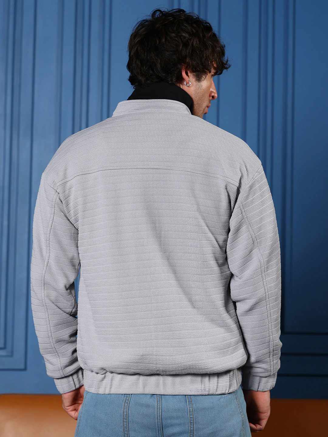 Chevron Panel-Tactile Bomber Jacket - Image 4