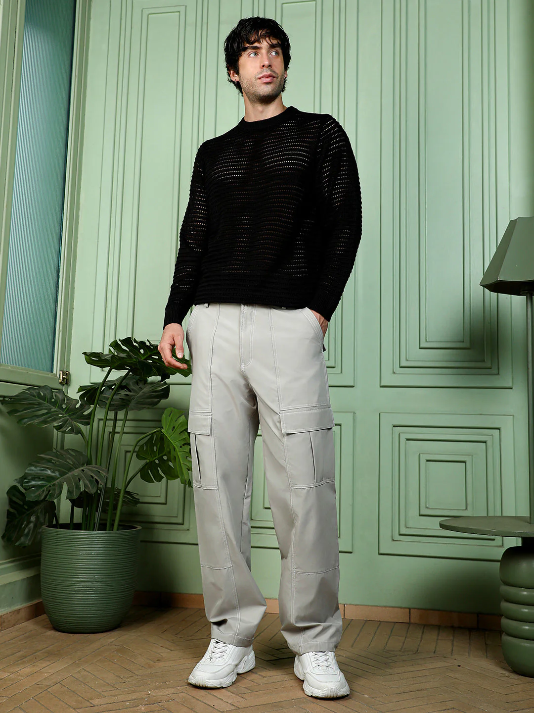 Contrast-Stitch Utility Trousers - Image 5