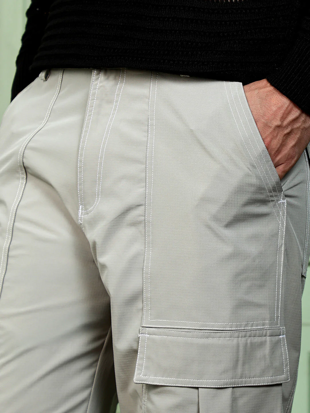 Contrast-Stitch Utility Trousers - Image 7