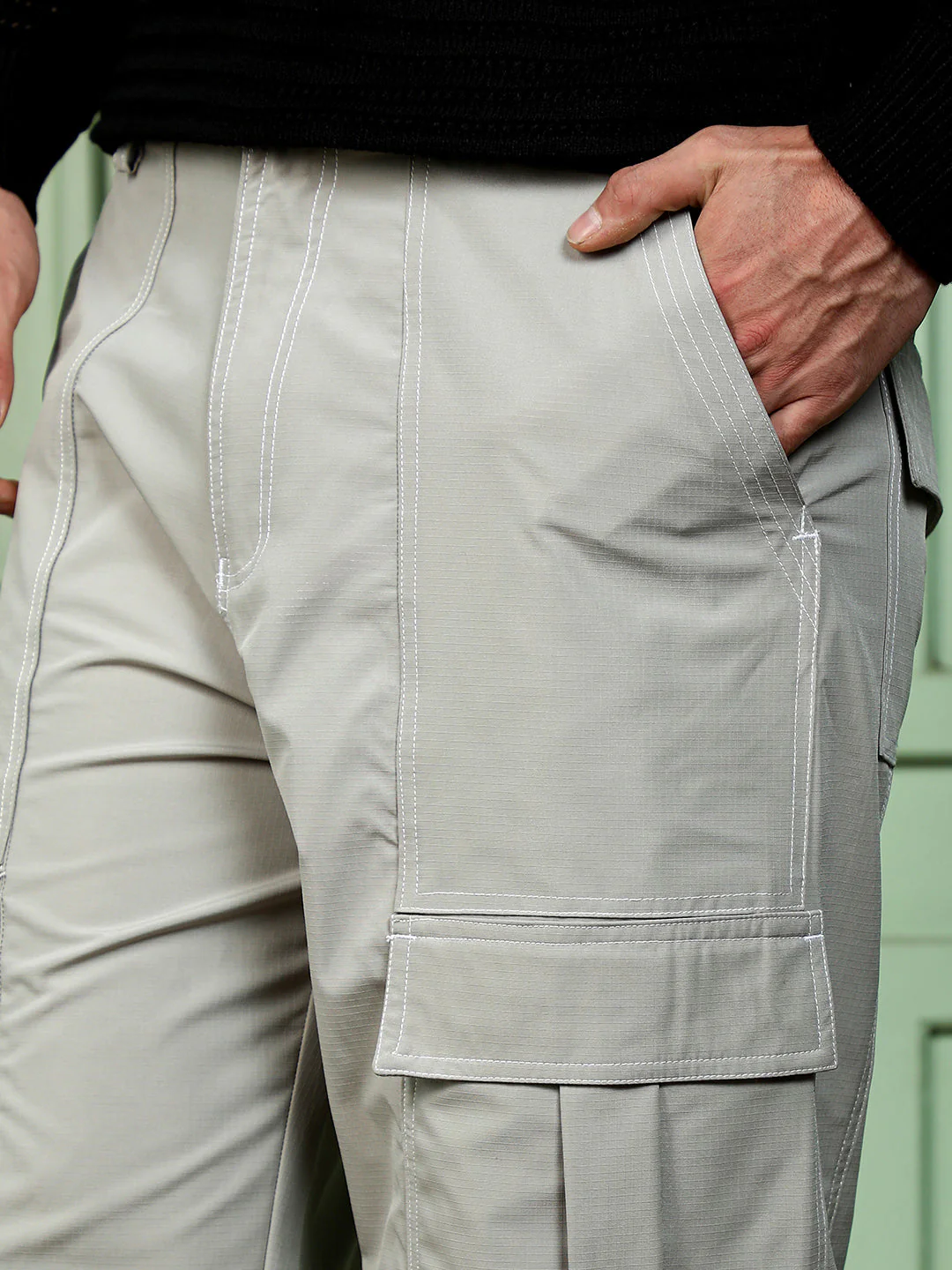 Contrast-Stitch Utility Trousers - Image 8