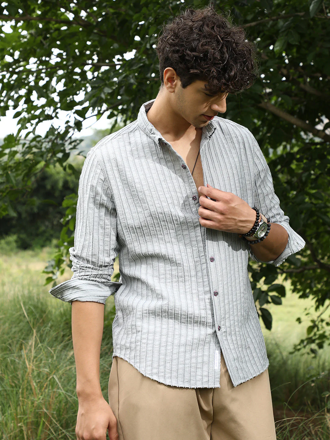 Edgy-Stripe Jacquard Shirt - Image 3