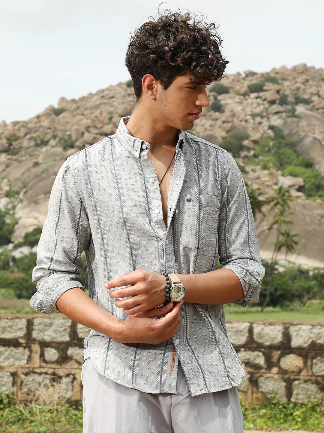 Geo-Stripe Jacquard Shirt - Image 3