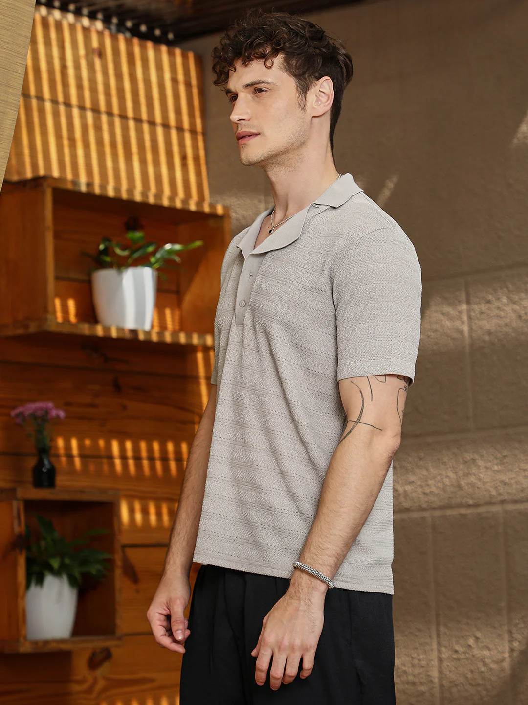 Grainy-Tactile Polo T-Shirt - Image 3