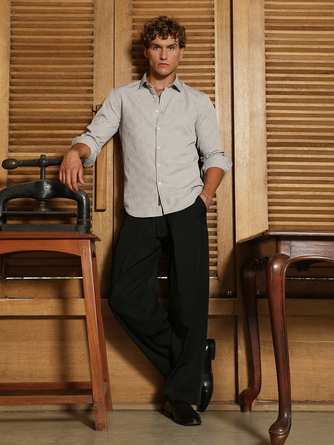 Grid-Check Tactile Shirt - Image 5