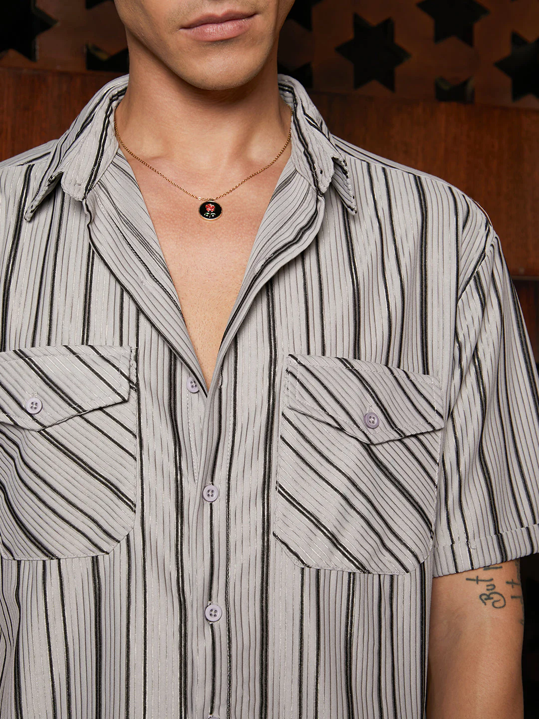Multitrack-Striped Utility Shacket - Image 7
