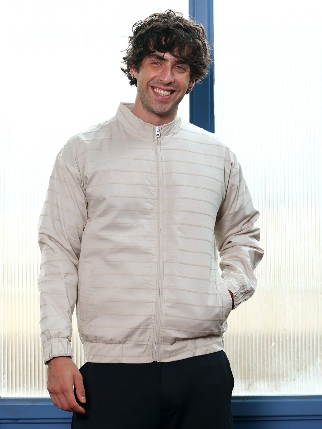 Pinline-Jacquard Bomber Jacket - Image 2