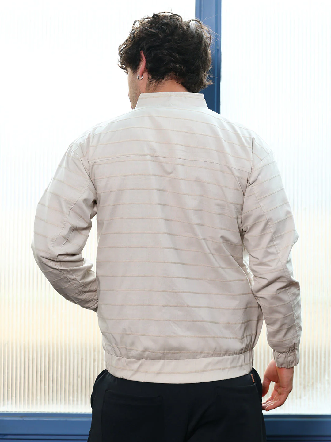 Pinline-Jacquard Bomber Jacket - Image 4