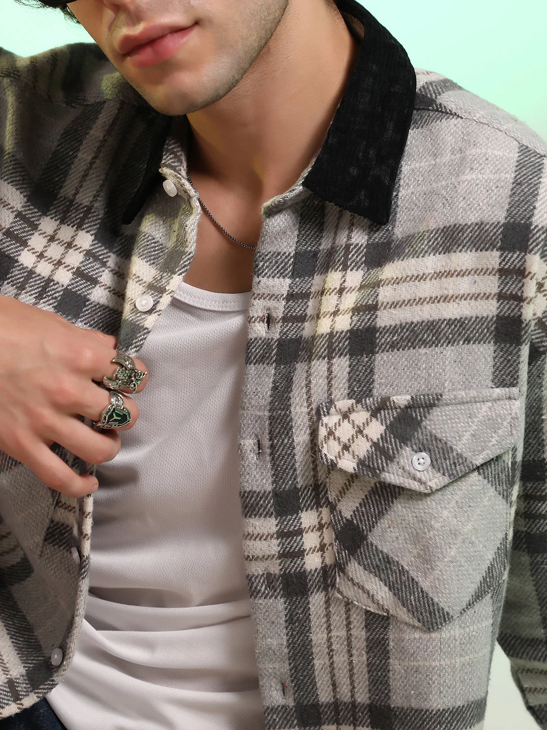 Plaid Utility Oversized Shirt - Image 7