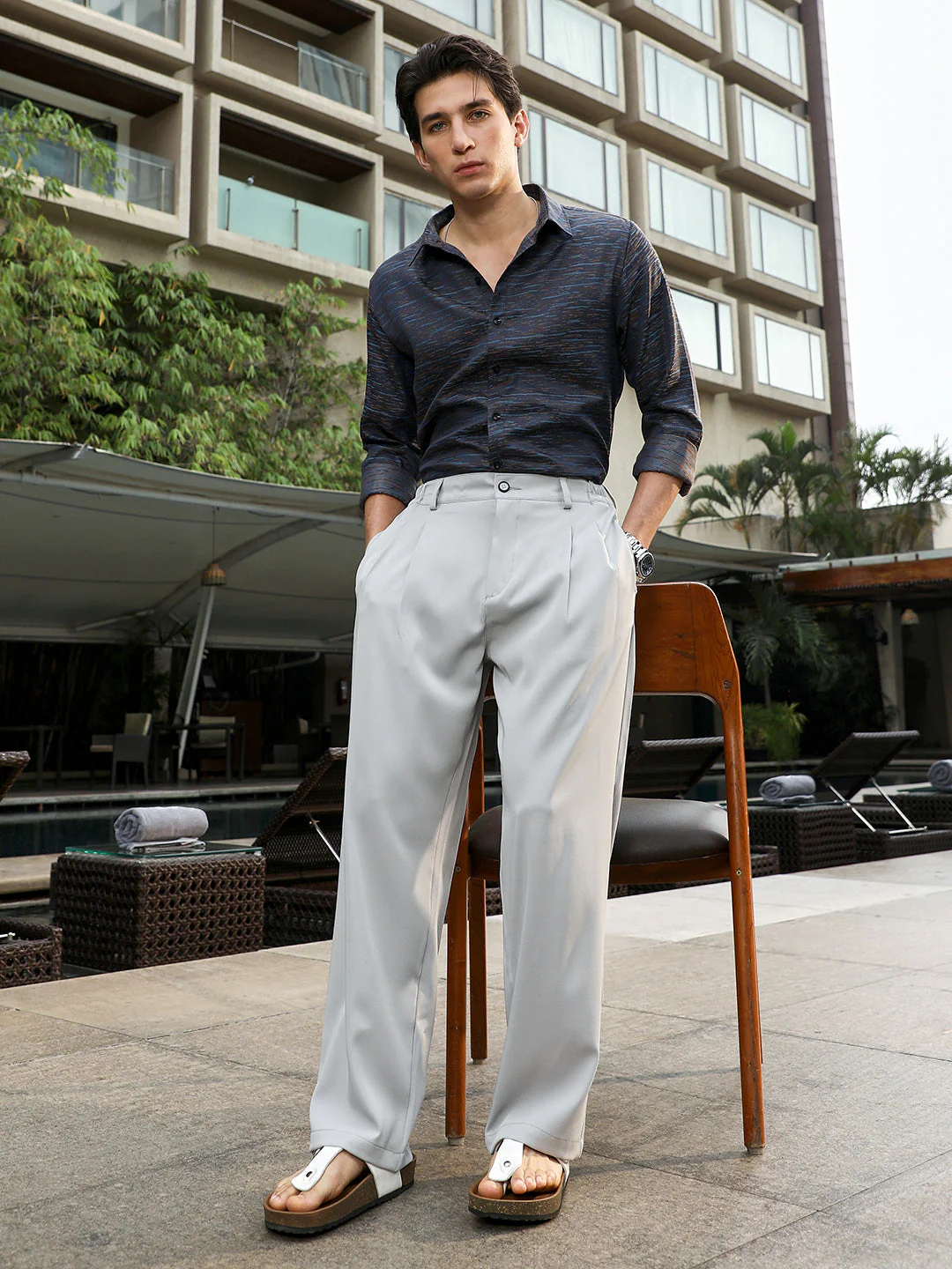 Pleated Straight-Fit Tailoured Trousers - Image 6