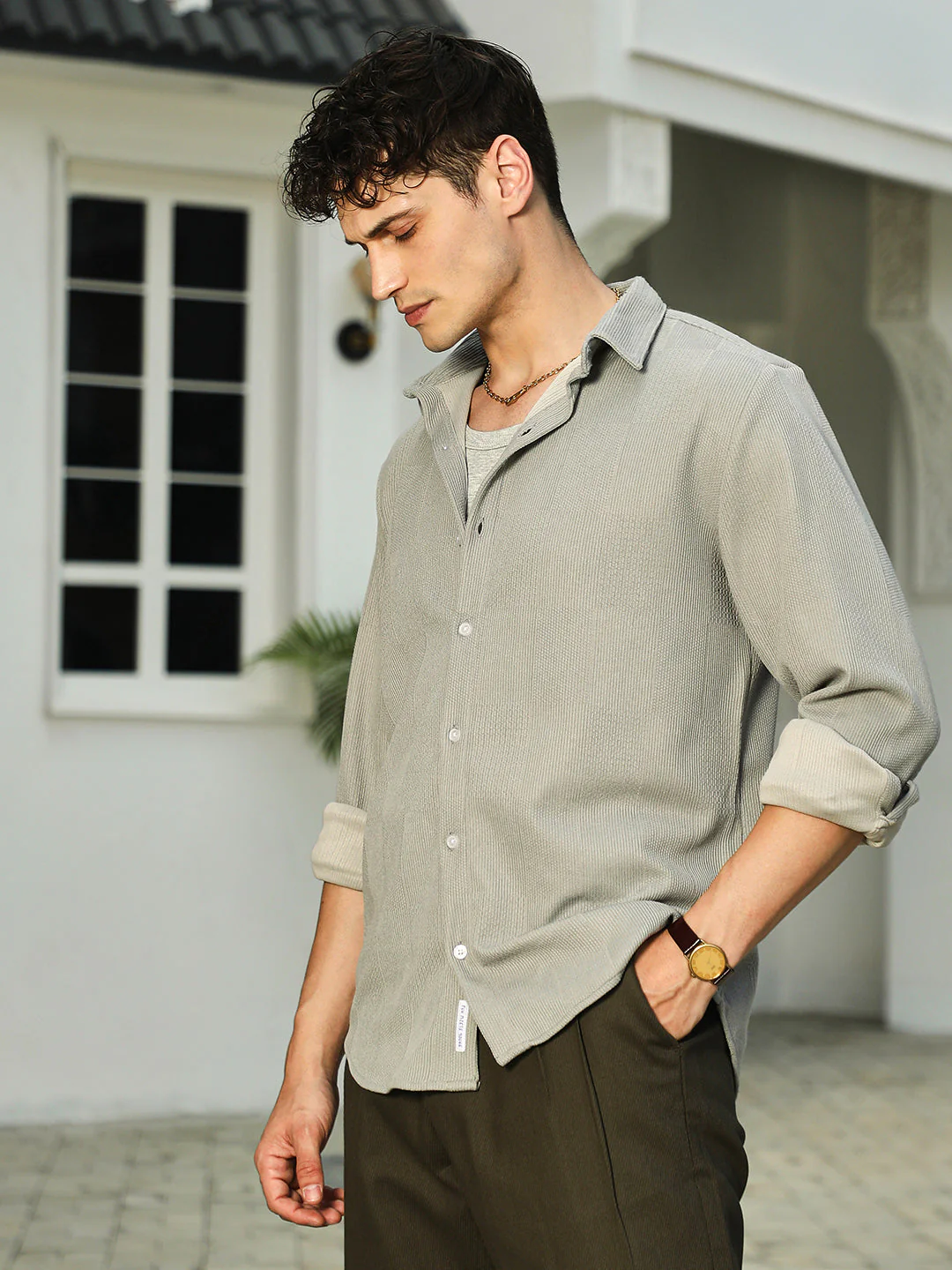 Weft-Texture Relaxed Shirt - Image 3