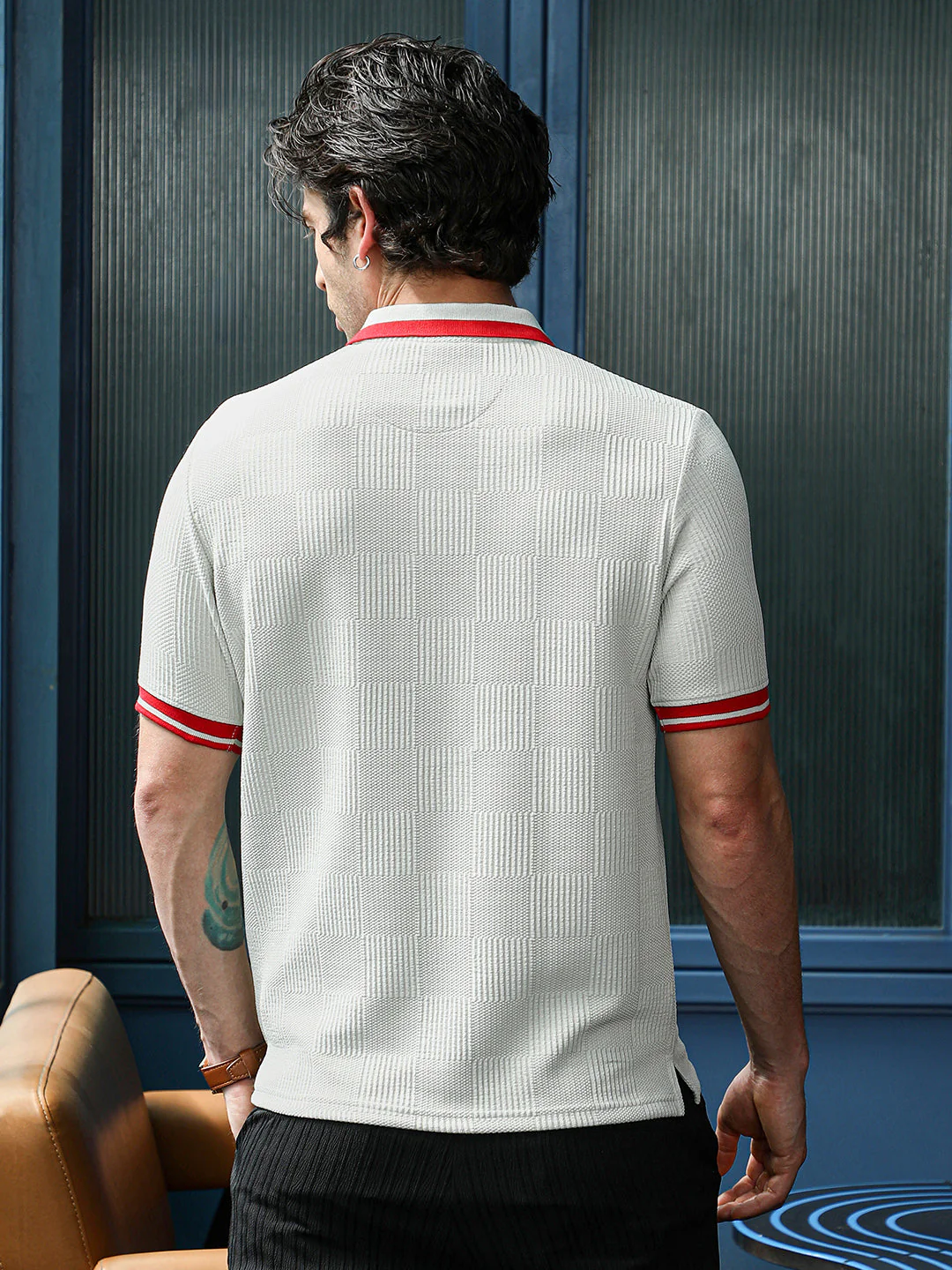Cuboid-Jacquard Polo T-Shirt - Image 4