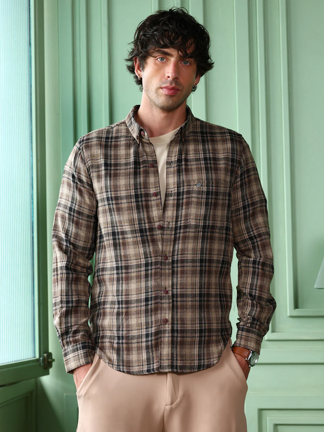 Button-Down Gradient-Plaid Shirt - Image 2