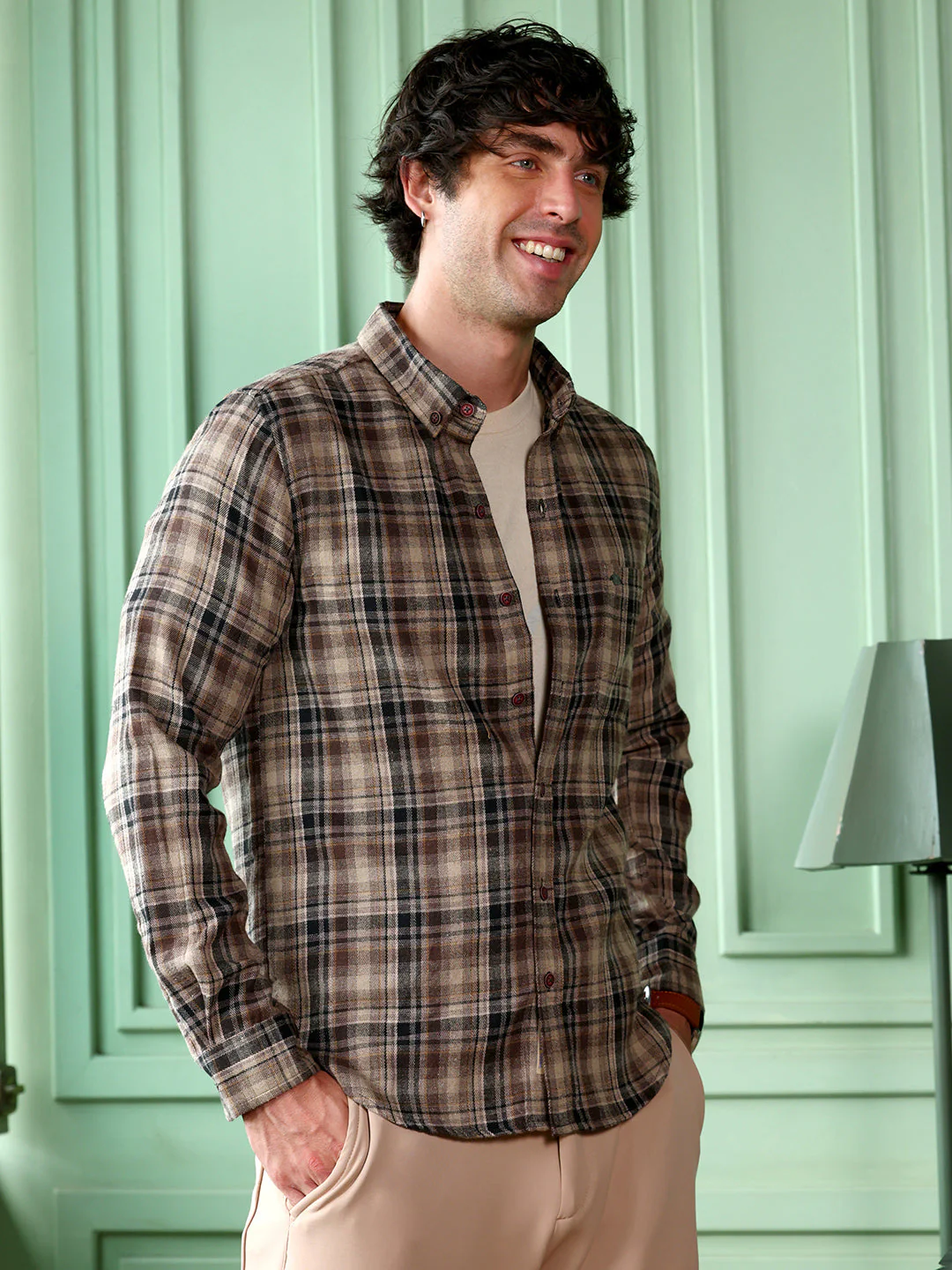 Button-Down Gradient-Plaid Shirt - Image 3