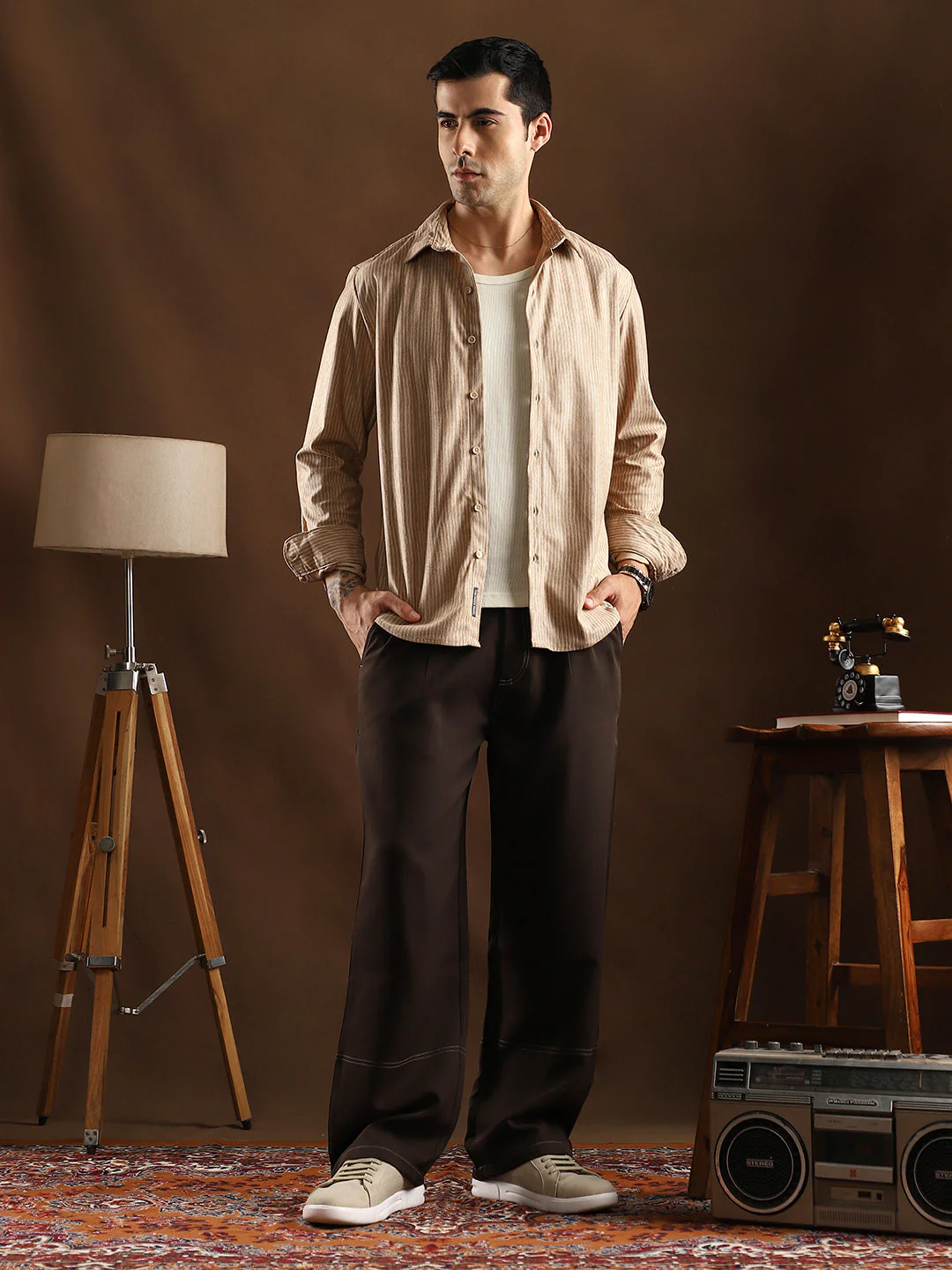 Contrast-Stitch Straight Trousers - Image 5