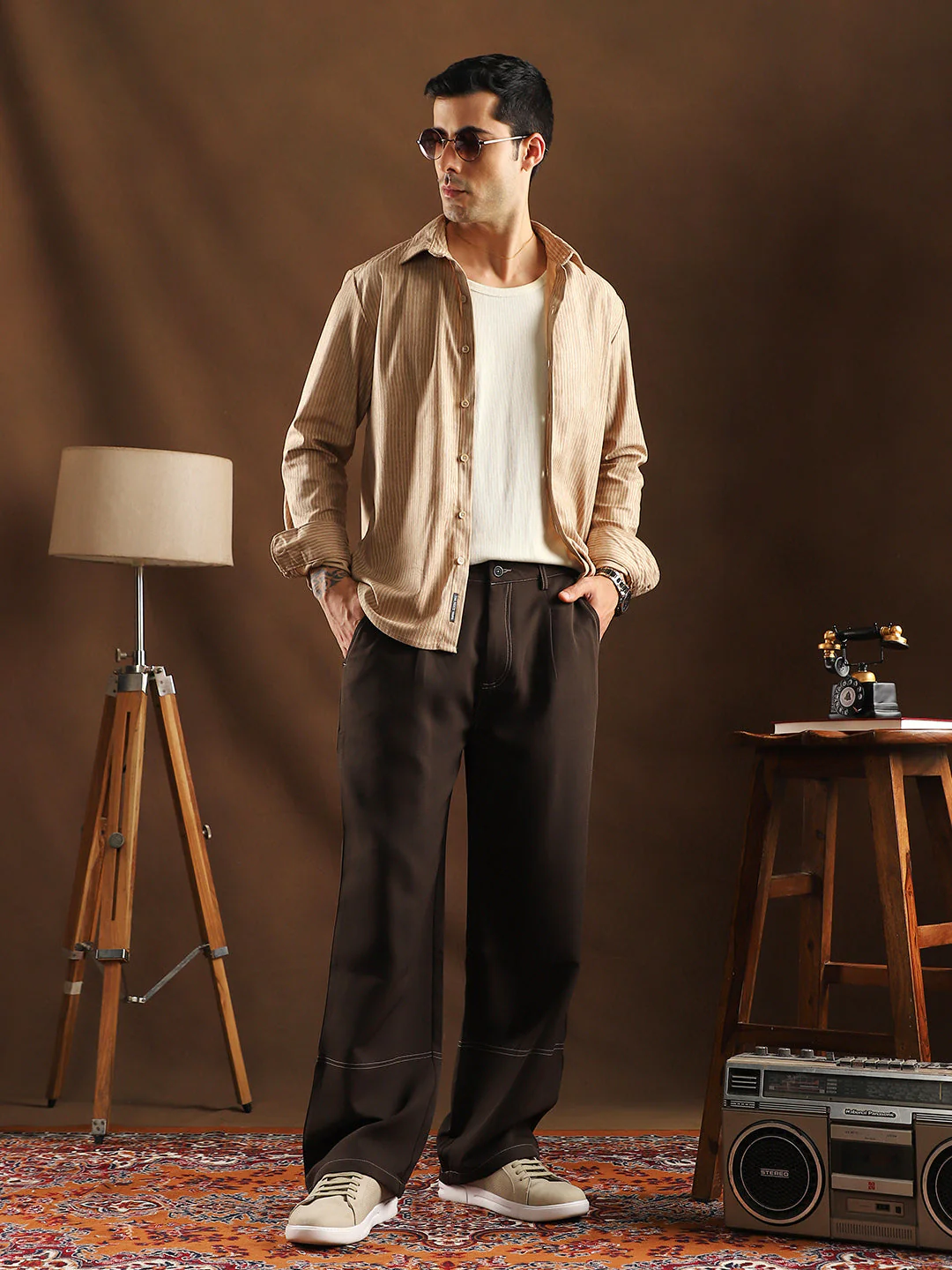 Contrast-Stitch Straight Trousers - Image 6