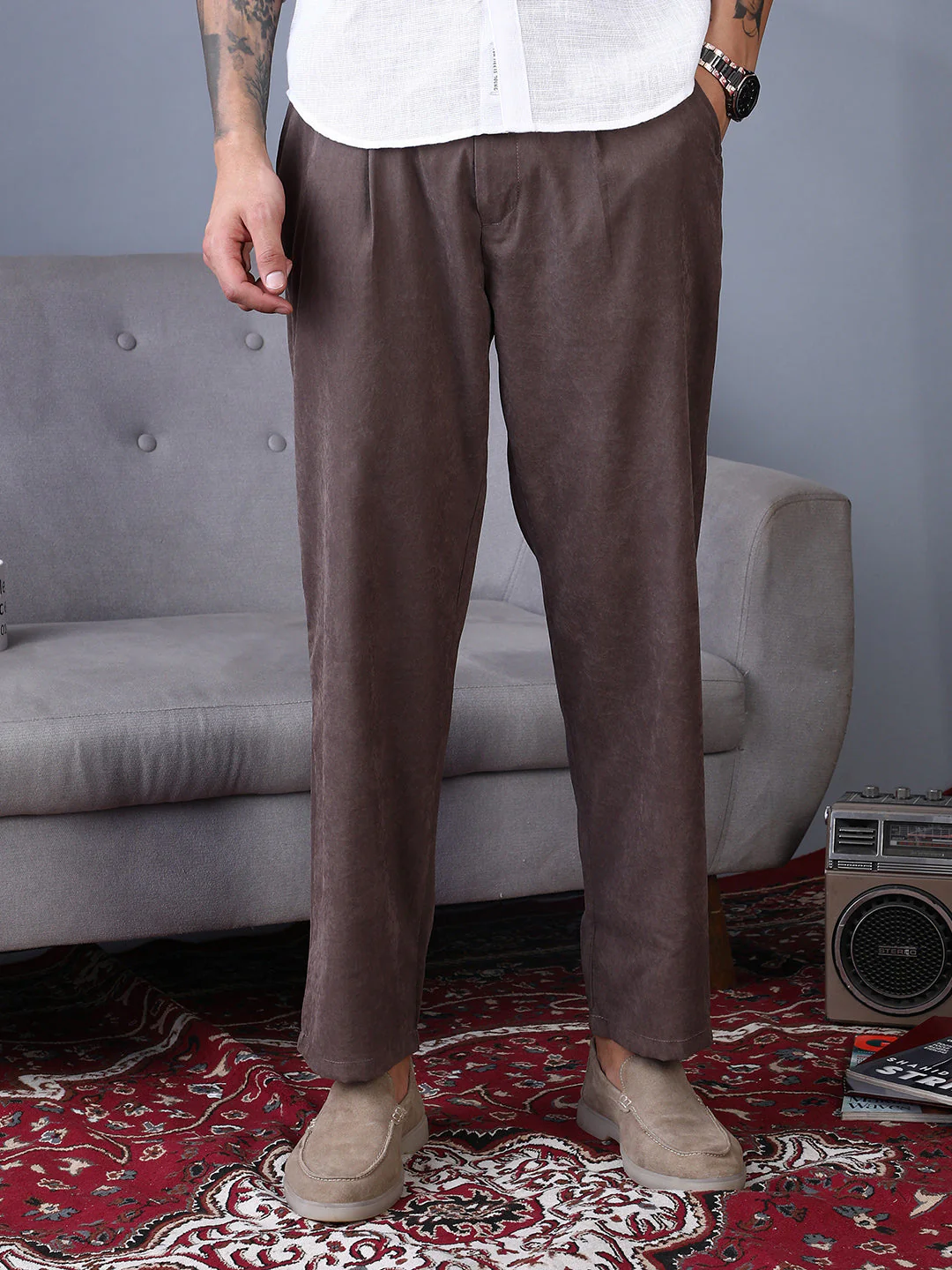 Lightweight - Corduroy Pleated Trousers - Image 2