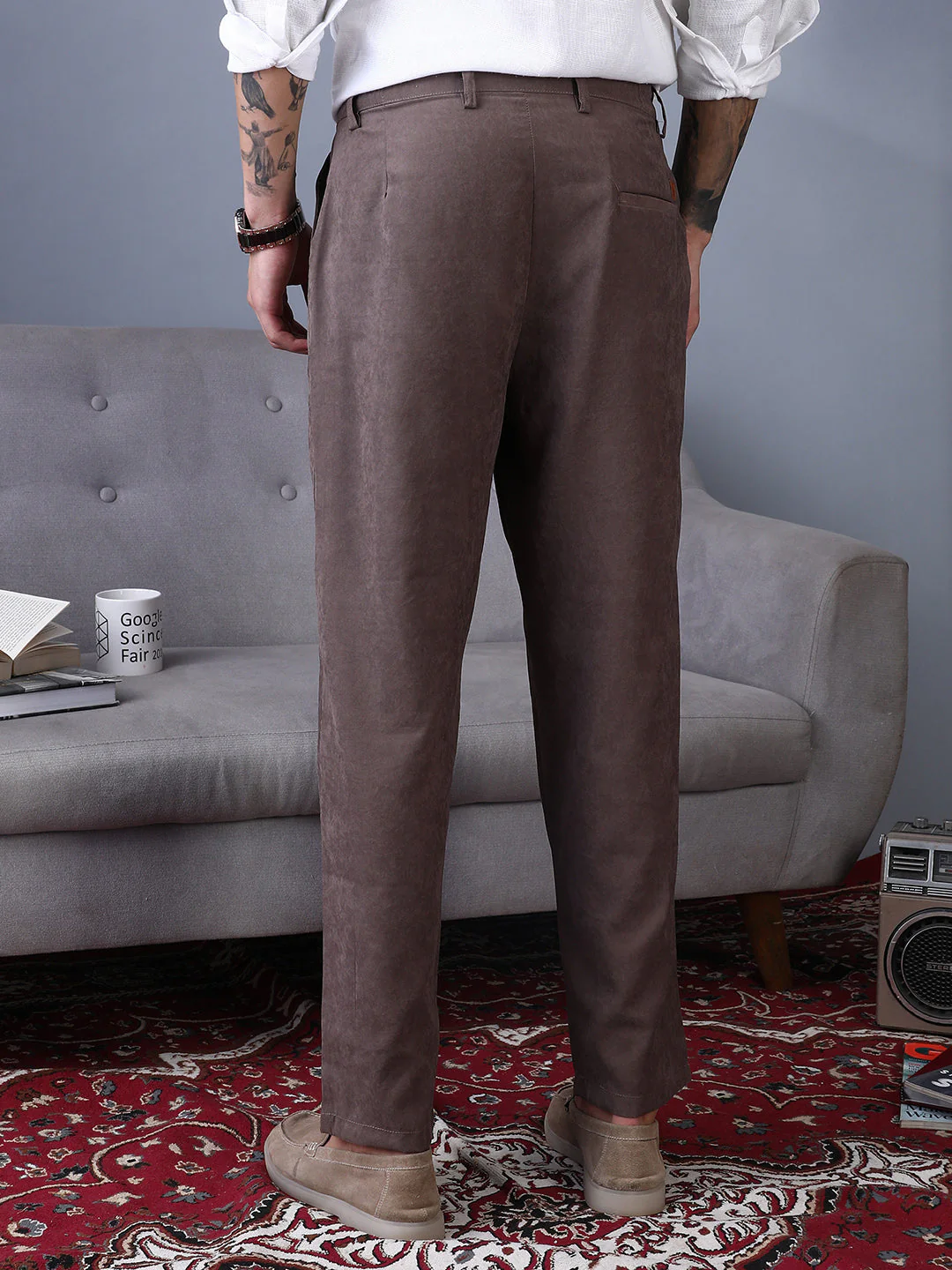 Lightweight - Corduroy Pleated Trousers - Image 4
