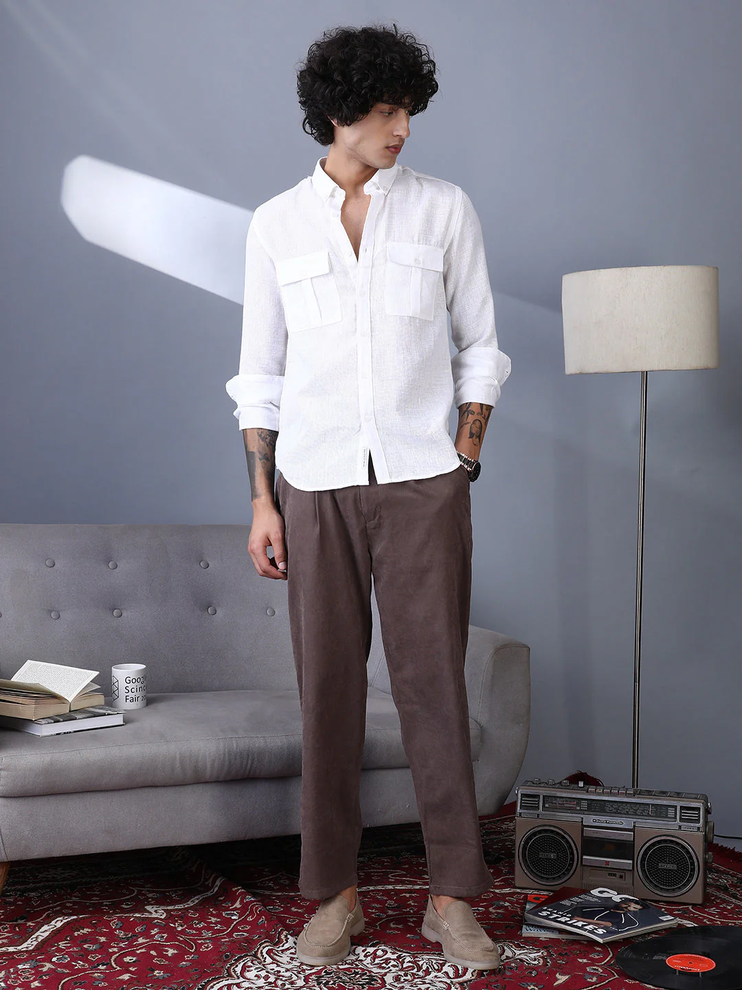 Lightweight - Corduroy Pleated Trousers - Image 5