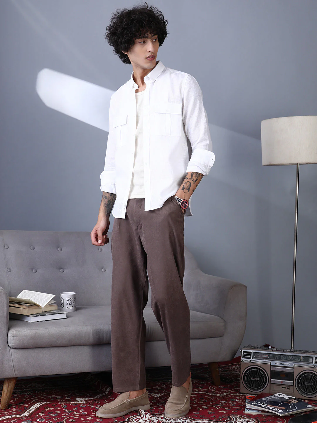 Lightweight - Corduroy Pleated Trousers - Image 6