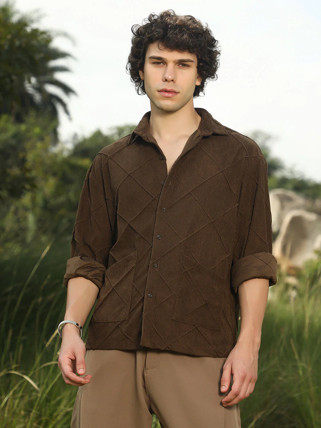 Crosshatch-Tactile Oversized Shirt - Image 2