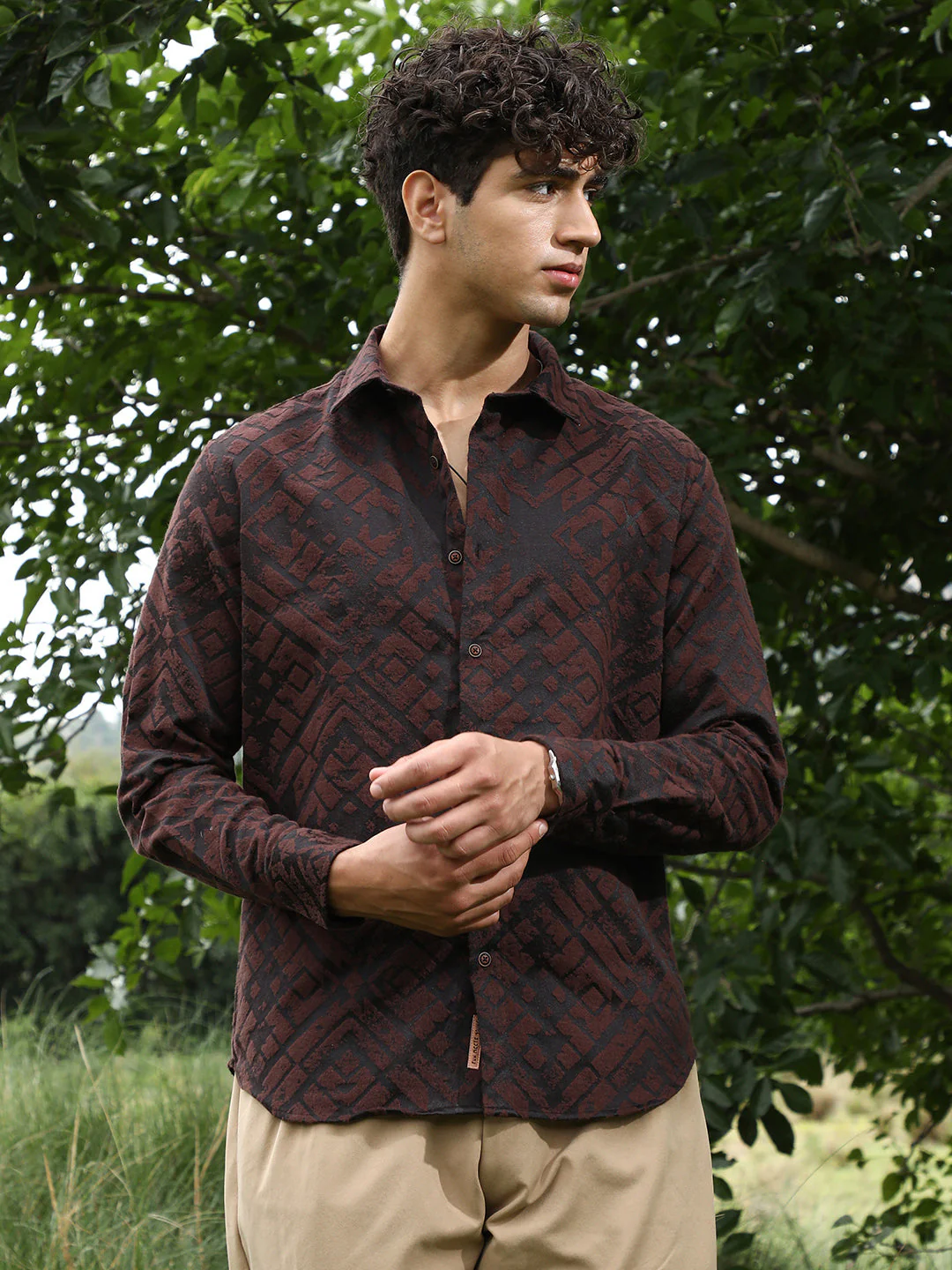 Faded-Cubic Jacquard Shirt - Image 2