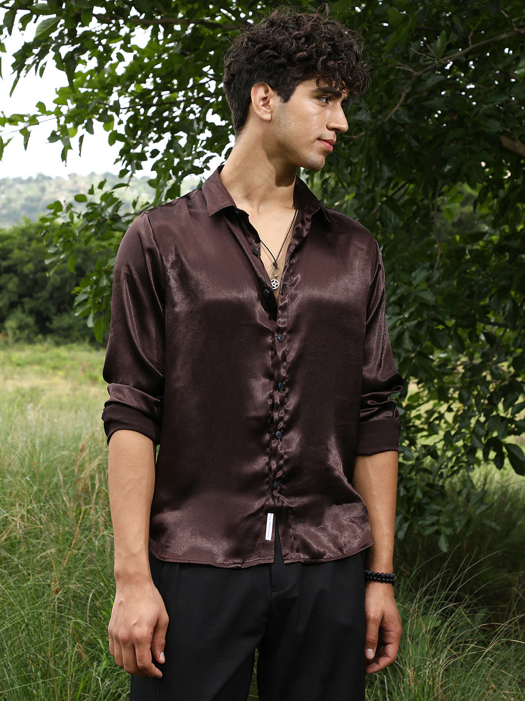 Gleaming Crushed-Satin Shirt - Image 2
