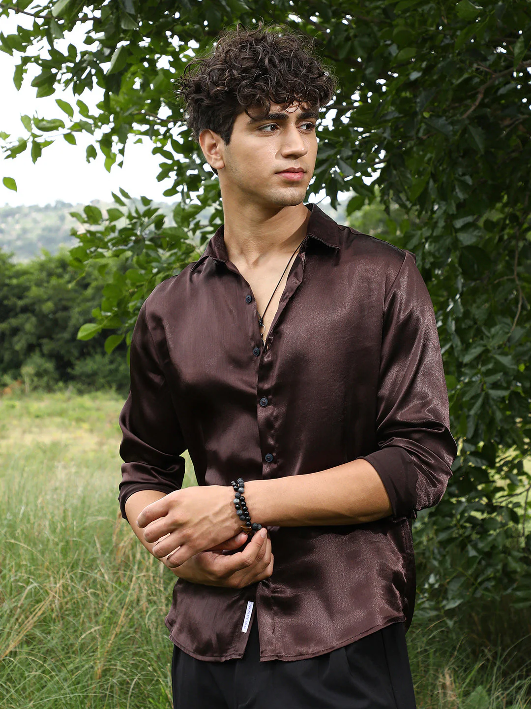 Gleaming Crushed-Satin Shirt - Image 3